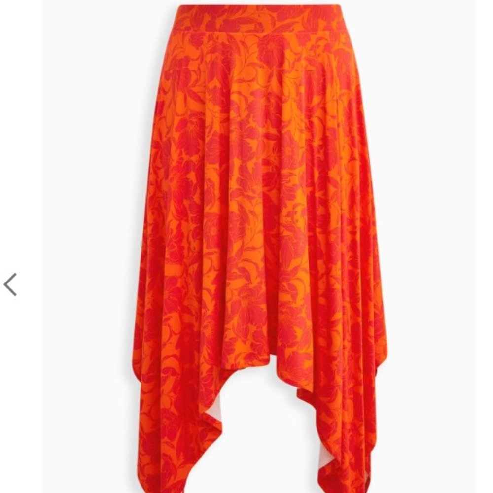 Torrid Handkerchief Hem Maxi Skirt - Super Soft Floral Orange size 4